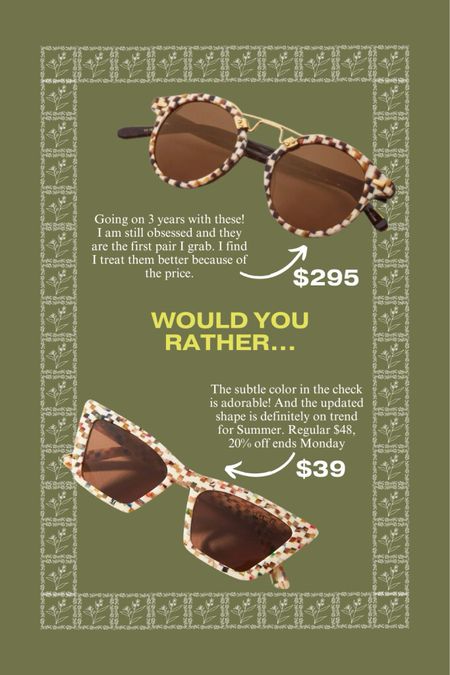 Krewe St. Louis sunglasses vs I-SEA for Anthropologie - on sale through Monday for $39 🙌🏼❤️
CLAIRE LATELY 

spring break vacation accessories sale 

#LTKstyletip #LTKSpringSale #LTKswim