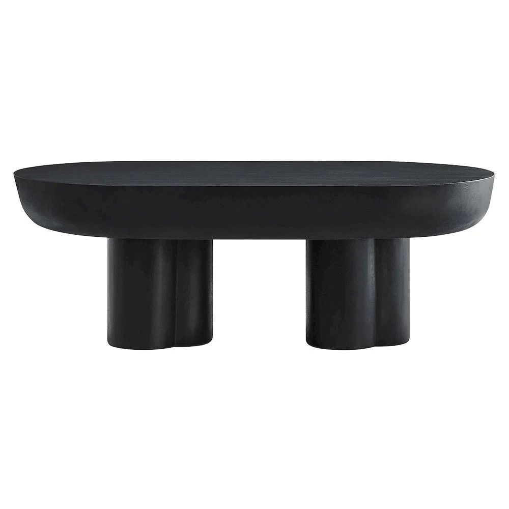 Modway Caspian oval concrete coffee table in black