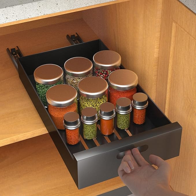 1 Pack | Pull Out Kitchen Cabinets Organizer Drawer, 12-Inch Wide Sturdy Carbon Steel Slide-Out S... | Amazon (US)