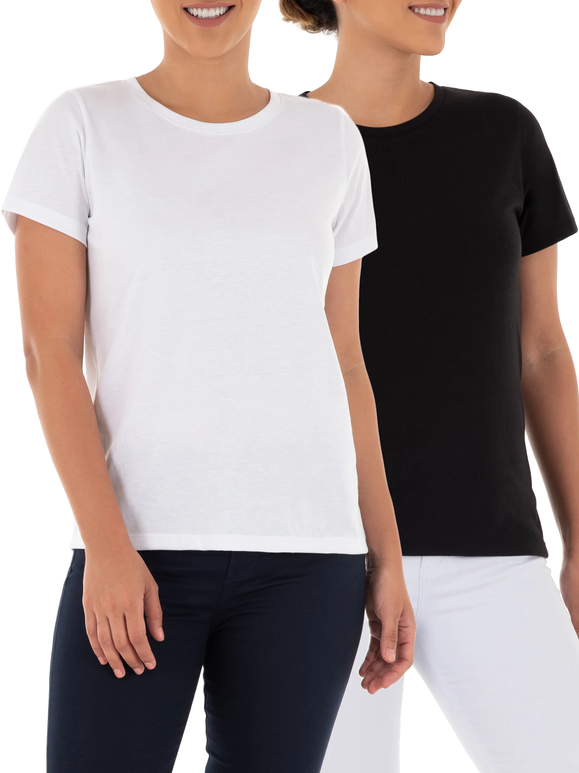 Time and Tru Women's Short Sleeve Crewneck Tee, 2-Pack | Walmart (US)
