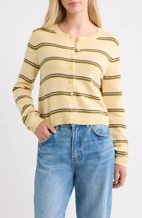 Reformation Clara Cashmere Crew Cardigan in Parmesan at Nordstrom, Size Small | Nordstrom