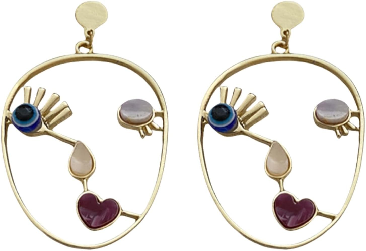 Face Shaped Earrings Geometric Earrings Abstract Alloy Hollowed Vintage Earrings Fashion Jewerly ... | Amazon (US)