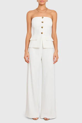 Amanda Uprichard Yadira Jumpsuit in Ivory - Size L | Amanda Uprichard