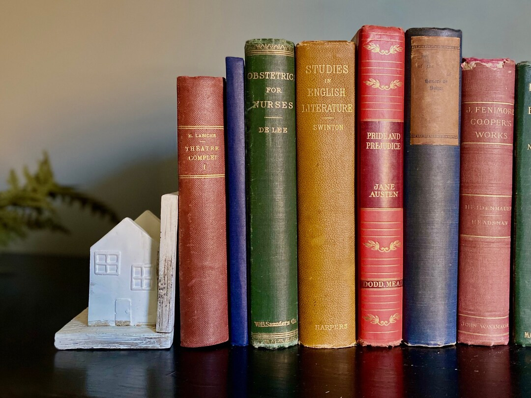 Decorative Books by the Foot, Authentic Vintage Book Stack, Antique Book Bundle | Etsy (US)