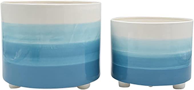 Sagebrook Home Set of 2 10/12"" Footed Planter, Blue, 12 x 12 x 12 (15900-01) | Amazon (US)