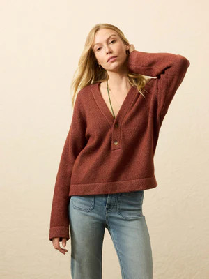 Jackson V Neck Popover - Norman Navy Stripe | Faherty