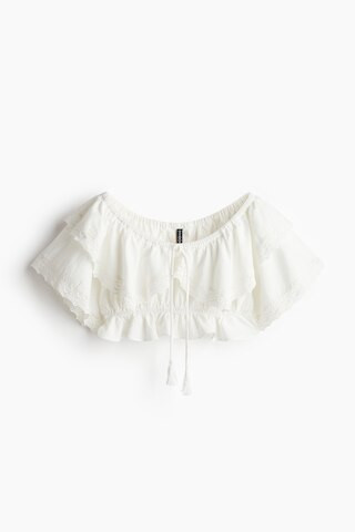 H & M - Lace-trimmed crop top - White | H&M (UK, MY, IN, SG, PH, TW, HK)