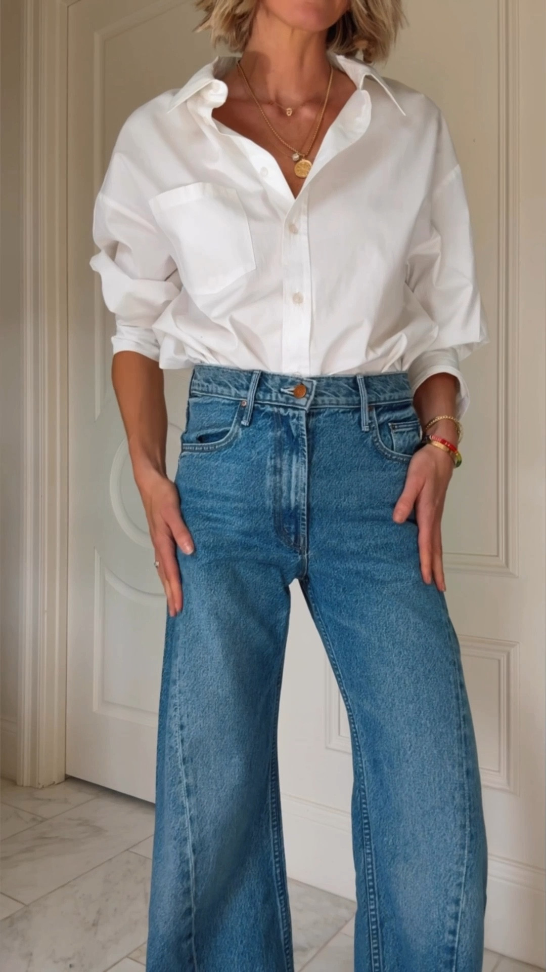 Restocked! My favorite wide leg jeans for fall. Fit tts I'm wearing size 25
