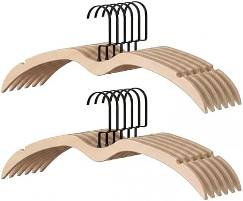 StorageWorks Wooden Hangers 12 Pack, Wood Coat Hanger with No Bump Shoulder, Short Neck Space Sav... | Amazon (US)