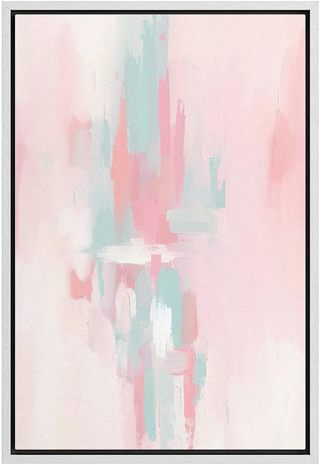 SIGNLEADER Framed Canvas Print Wall Art Pink Blue Pastel Paint Stroke Collage Abstract Shape Illu... | Wayfair Professional