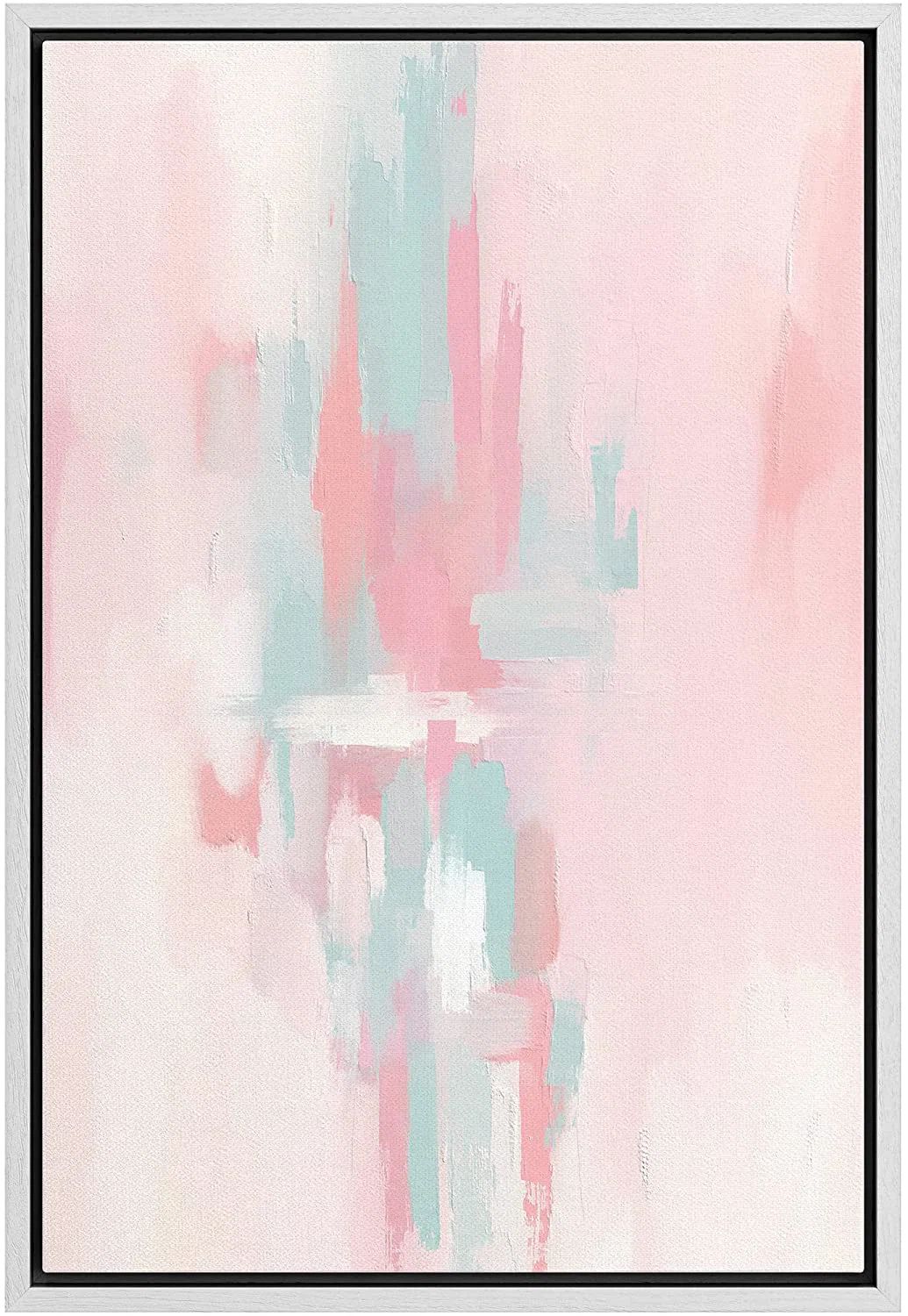 SIGNLEADER Framed Canvas Print Wall Art Pink Blue Pastel Paint Stroke Collage Abstract Shape Illu... | Wayfair Professional
