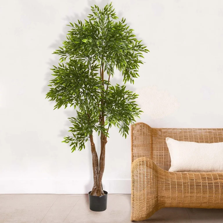 Nearly Natural 69in. Ruscus Artificial Tree UV Resistant (Indoor/Outdoor), Green | Walmart (US)