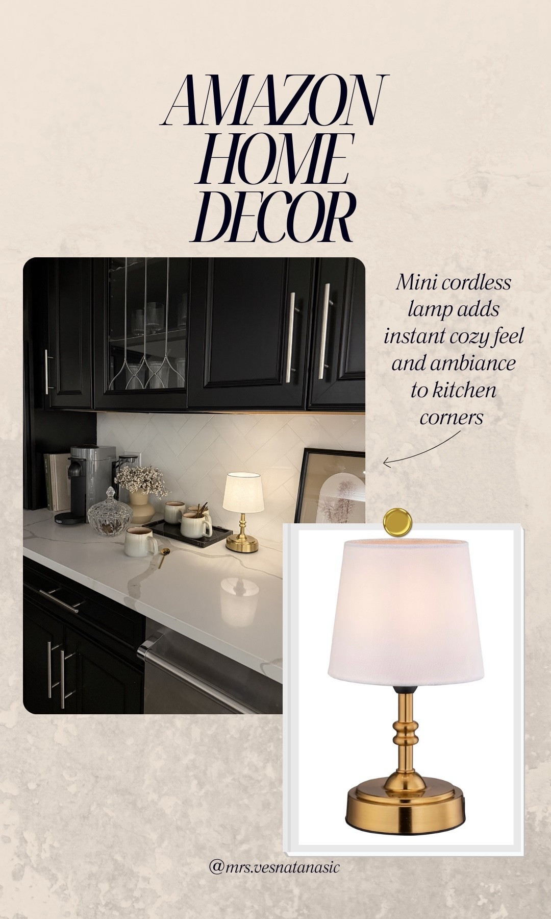 One small detail that makes a kitchen feel instantly cozy — a cordless mini lamp. I love placing these in kitchen corners, coffee stations or on open shelves to add soft ambient lighting at night. This Amazon find is rechargeable, comes in several finishes and looks much more expensive than it is. Linking the exact one here. ✨

#LTKHome