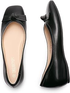 Women's Low Wedge Dressy Flats, Comfortable Square Toe Rhinestone Wedding Shoes | Amazon (US)