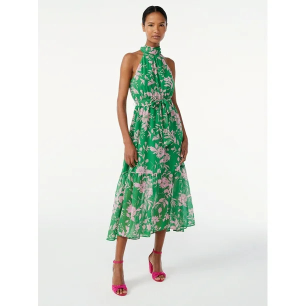 Scoop Women's Halter Top Midi Dress - Walmart.com | Walmart (US)