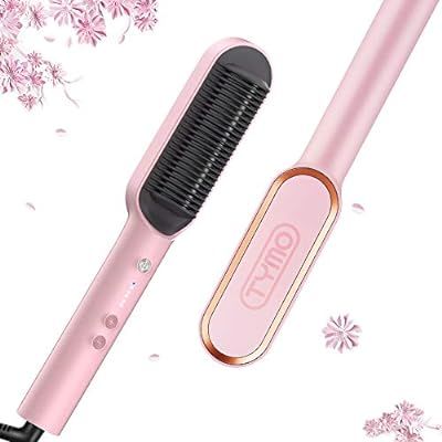 TYMO Ring Pink Hair Straightener Brush – Hair Straightening Iron with Built-in Comb, 20s Fast H... | Amazon (US)