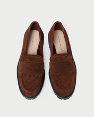 Rina Espresso Woven Suede Loafer | Loeffler Randall