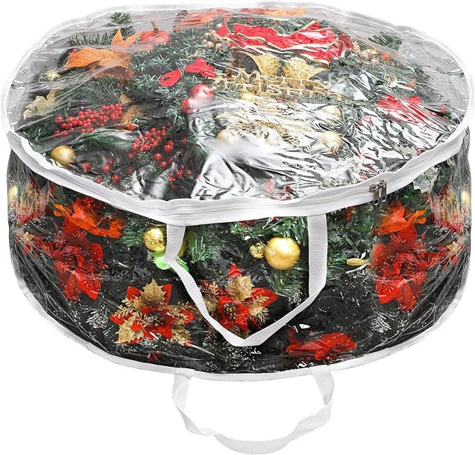 Hedume Wreath Storage Bag, 30" X 12" Clear Everyday Bag, Christmas Wreath Storage Container with ... | Amazon (US)