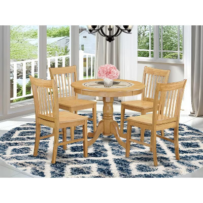 HomeStock Anno5 Oak Round Dining Room Furniture Set | Target