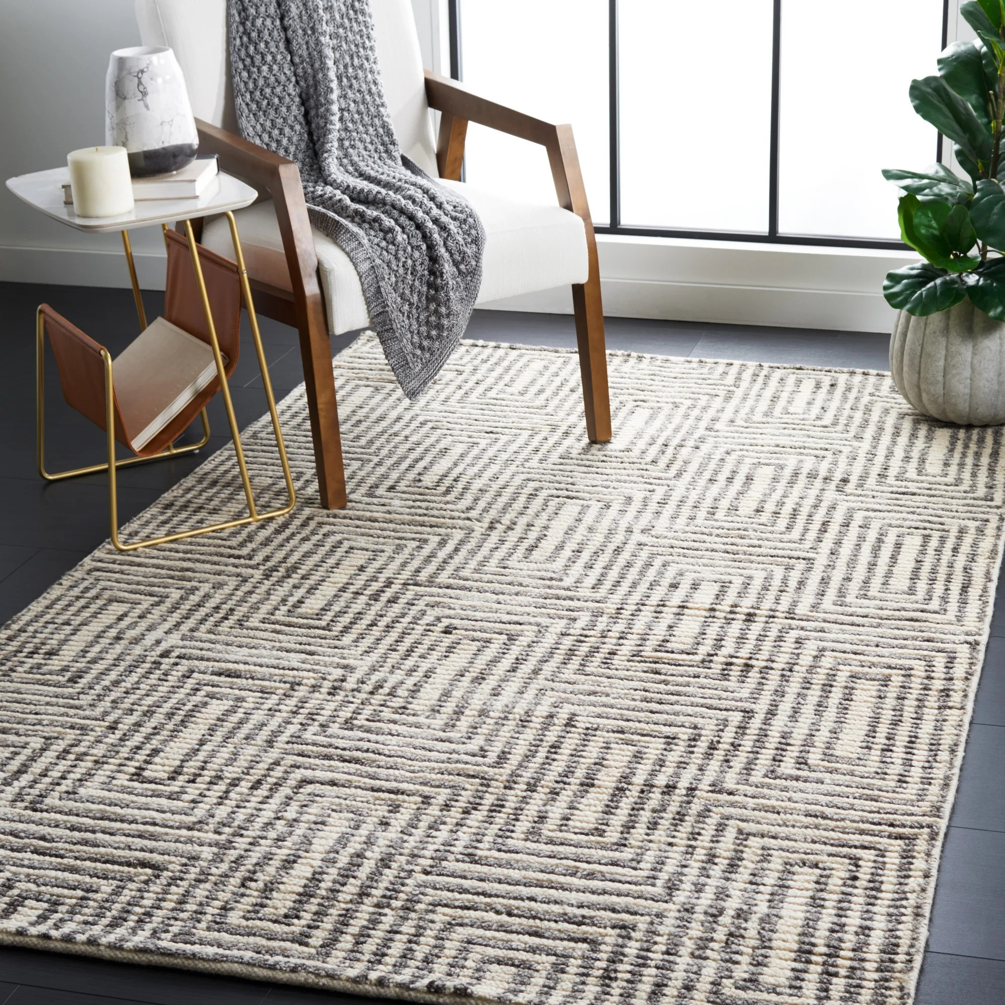 Tibetan Hand Knotted 90% Wool And 10% Cotton Geometric Rug | Wayfair North America