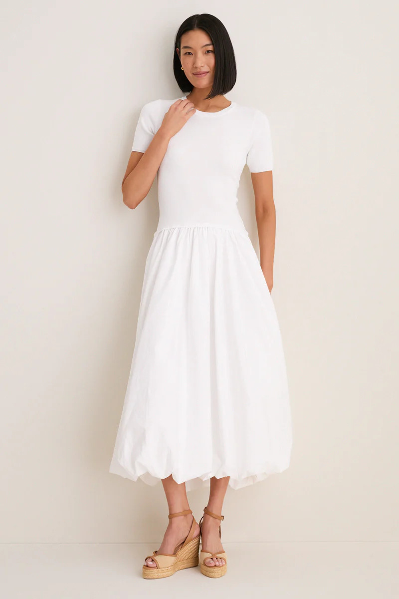 White Bubble Skirt Midi Dress | Tuckernuck (US)
