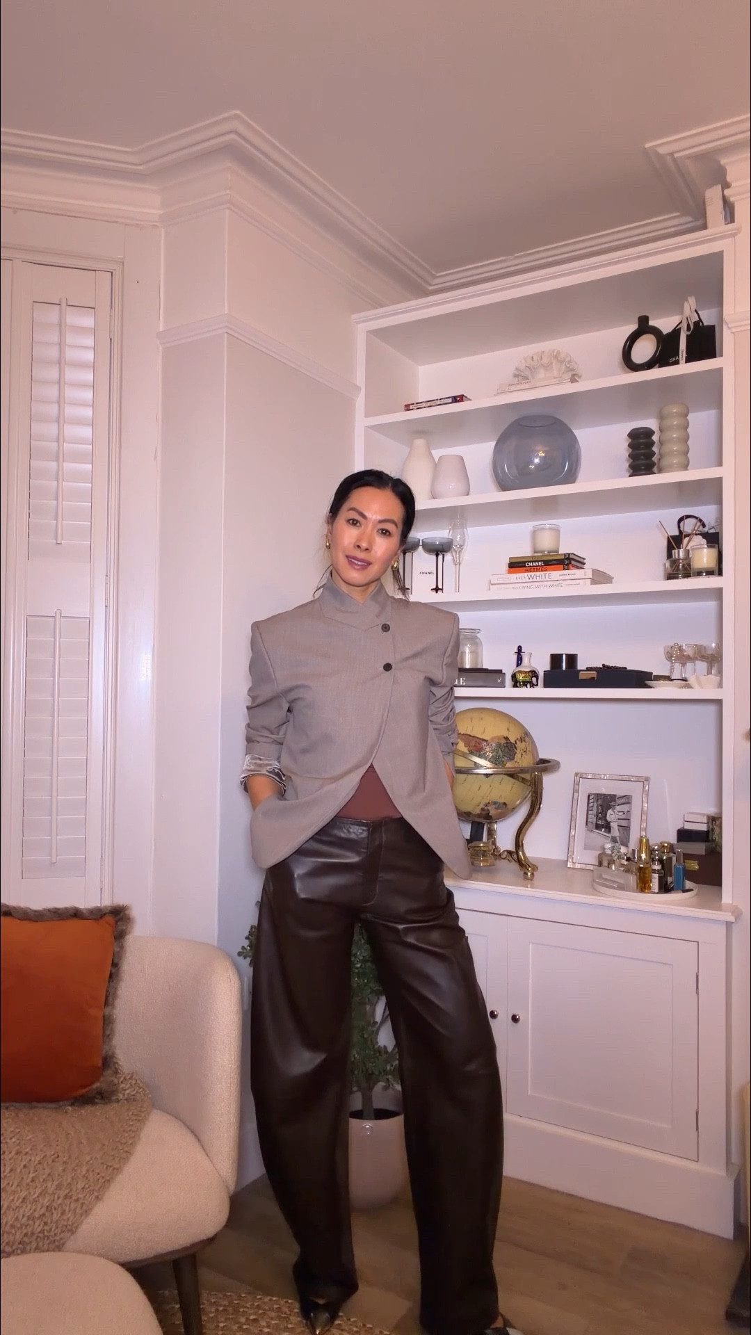 Outfit check for a girls night out 
I’m wearing
Bustier brown top size small
High collar blazer size small
Brown leather balloon trouser size XS
Isabel marant silver toe cap shoes old style
Chanel pre loved
Estée Lauder beautiful perfume 
Pre loved Chanel medium
Balance and believe beaded necklace
Beaverbrooks gold jewels  

#LTKdatenight #LTKFashionMonth #LTKuk