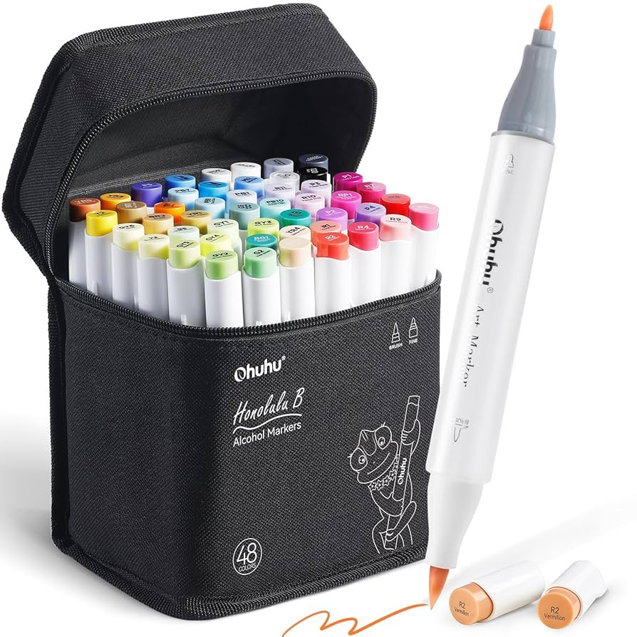 Ohuhu Alcohol Markers Brush Tip -Double Tipped Art Marker Set for Artist Adults Coloring Illustra... | Amazon (US)