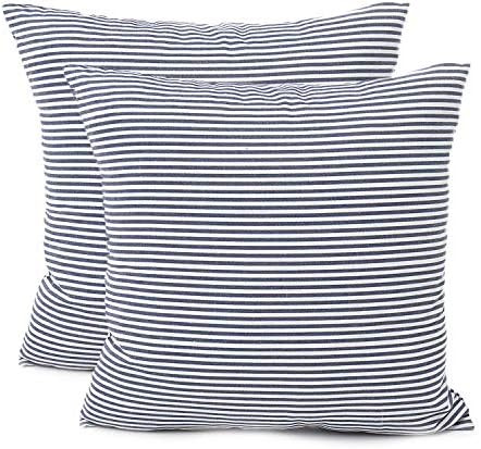 Shamrockers Farmhouse Striped Throw Pillow Cover Decorative Cotton Linen Ticking Stripe Cushion P... | Amazon (CA)