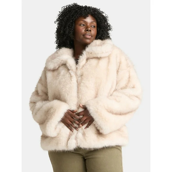 Time and Tru Women's Long Faux Fur Jacket, Sizes XS-3X | Walmart (US)