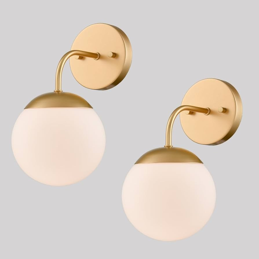 DANSEER Gold Wall Sconce Modern Nordic Style Milky Globe Glass Shade for Bathroom Vanity Light Se... | Amazon (US)