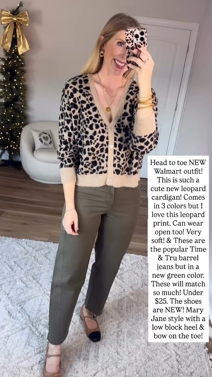 Walmart try on, leopard cardigan, olive barrel jeans 

#LTKStyleTip #LTKFindsUnder50