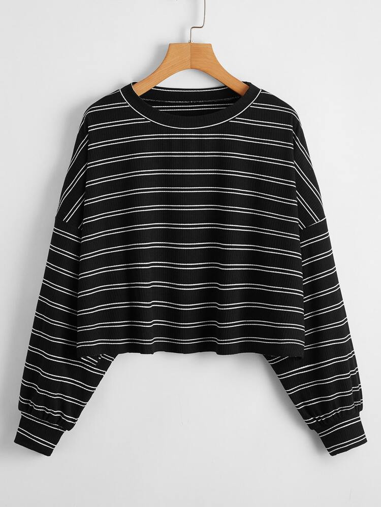 Plus Striped Drop Shoulder Tee | SHEIN