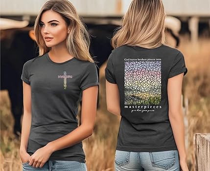 Women's Christian Bible Verse Graphic T Shirts Vintage Jesus Faith Pray Cross Print Tees Crewneck... | Amazon (US)