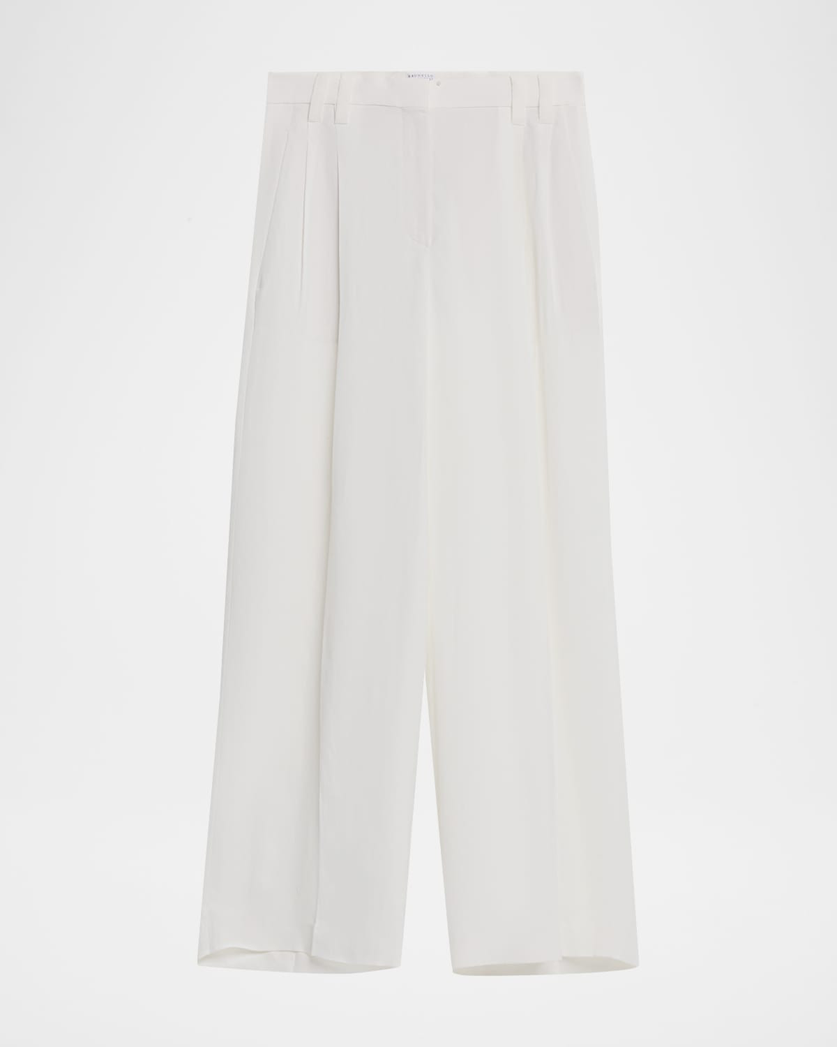 Monili-Trim Linen Gabardine Wide-Leg Pants | Neiman Marcus