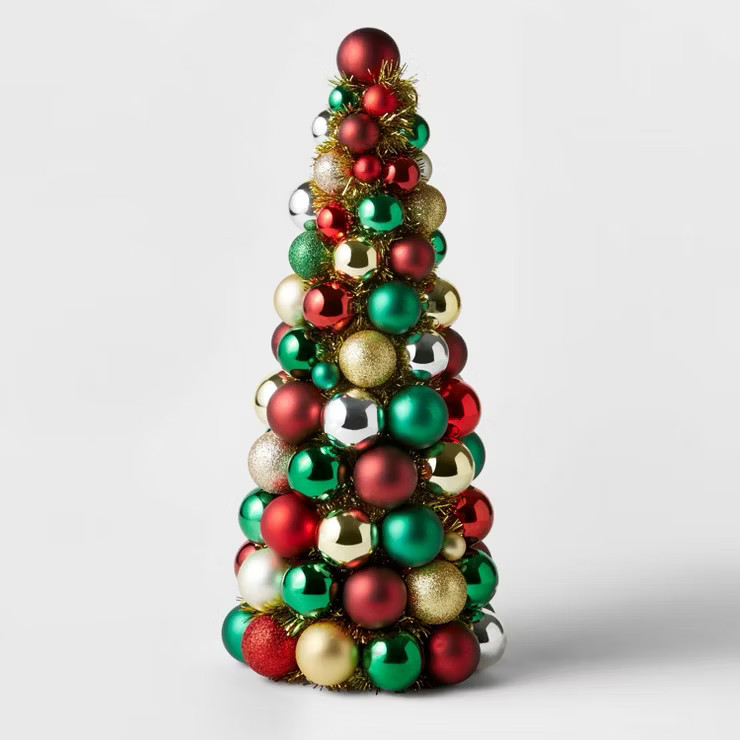 18" Shatterproof Plastic Bauble Tree Decorative Figurine Red/Green/Gold - Wondershop™ | Target