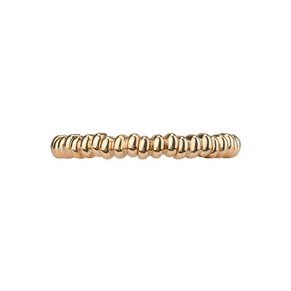 Time and Tru Adult Women's Gold-Tone Textured Metal Stretch Bracelet Set, 2 Piece | Walmart (US)