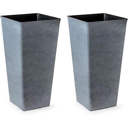 Tall Planters 26 Inch Large Pots Pack 2 Indoor and Patio Deck Resin Rectangular Planters Weathered G | Walmart (US)