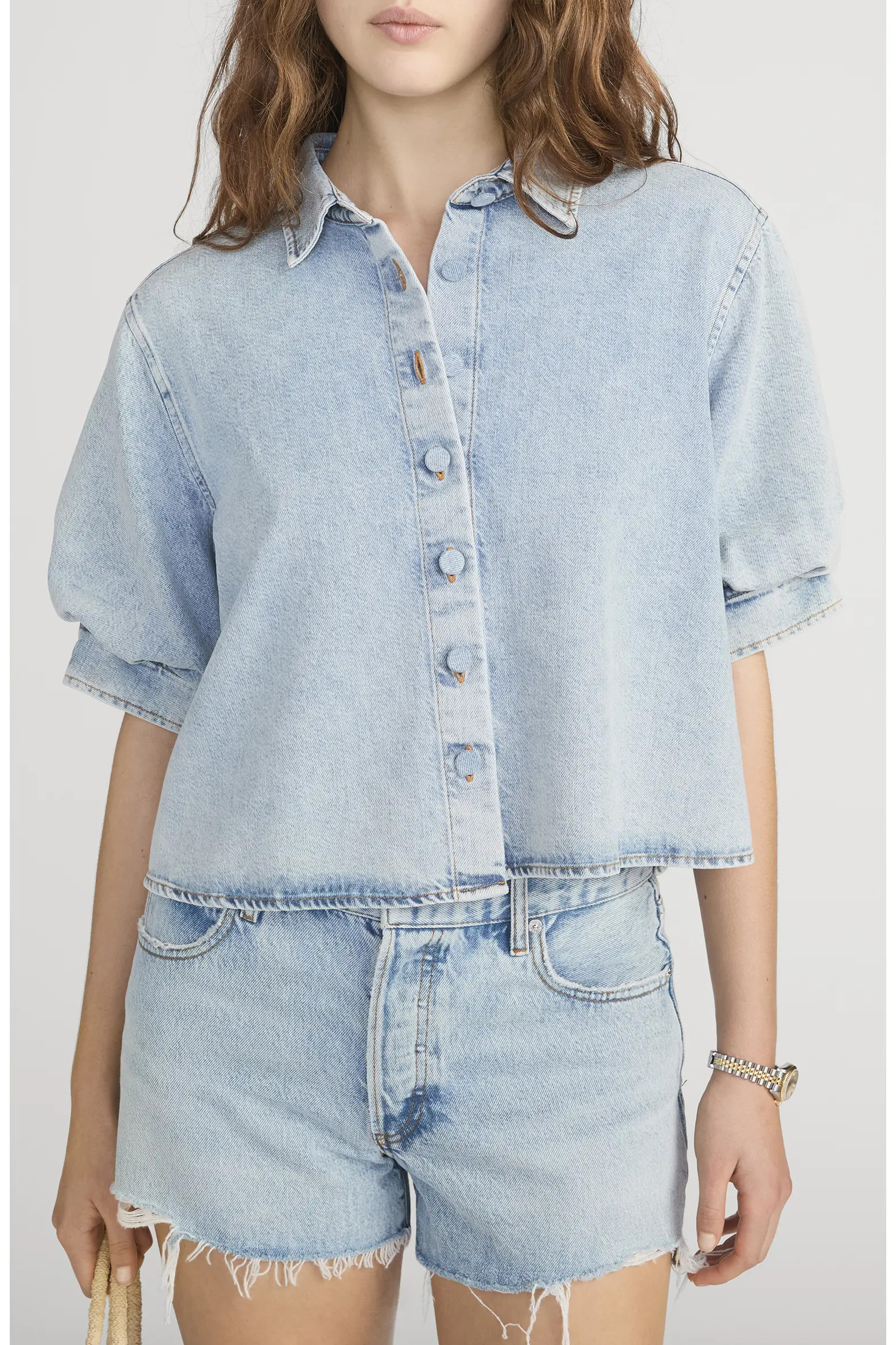 The Billow Sleeve Denim Button-Up Shirt (Women) | Nordstrom | Nordstrom