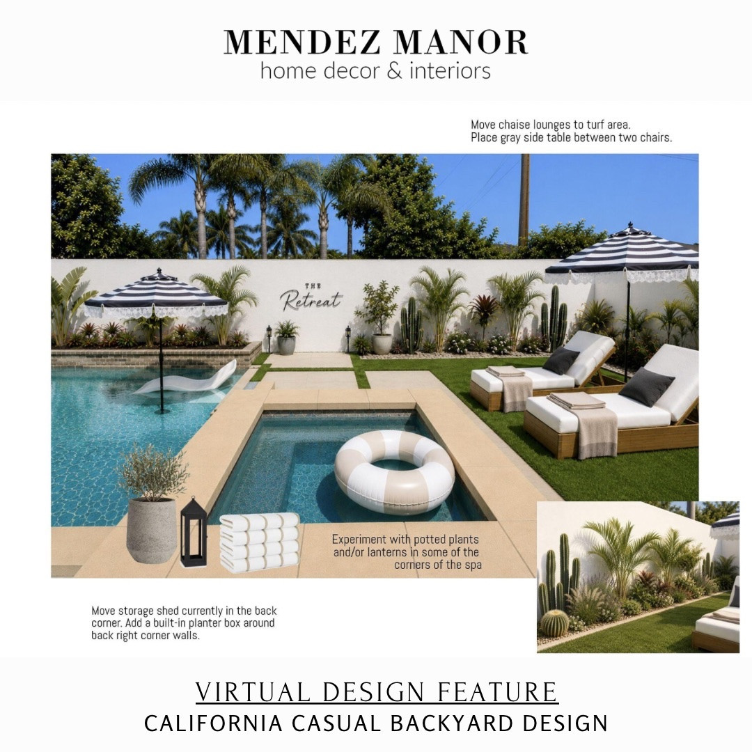 Backyard refresh with new umbrellas, chaise lounge chairs, outdoor area rug, and planters. 

These black and white striped umbrellas are so cute!

#LTKHome #LTKSeasonal #LTKSwim
