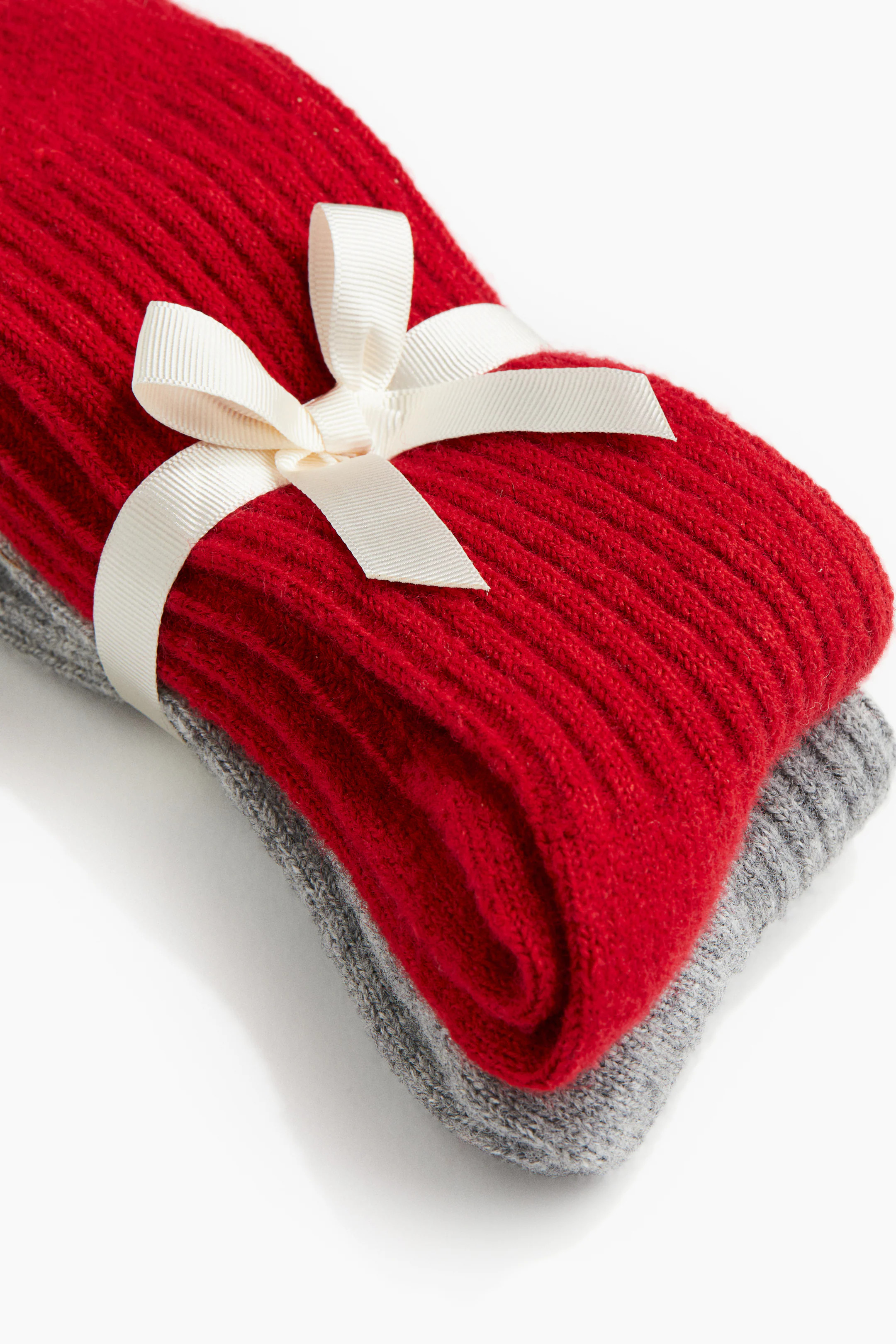 2-pack wool-blend socks - Red/Grey marl - Ladies | H&M GB | H&M (UK, MY, IN, SG, PH, TW, HK)