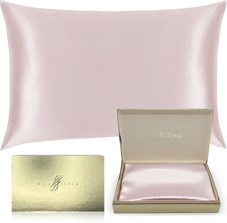 100% Mulberry Silk Pillowcase for Hair and Skin, 22 Momme Silk Bedding, Hypoallergenic Natural Si... | Amazon (UK)