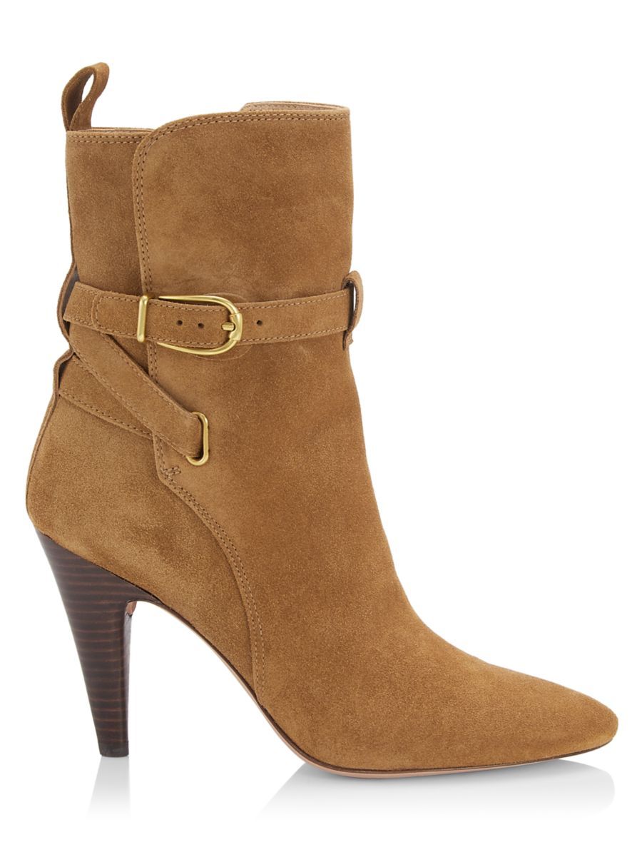 Veronica Beard Sohelia Strap Suede High-Heel Boots | Saks Fifth Avenue