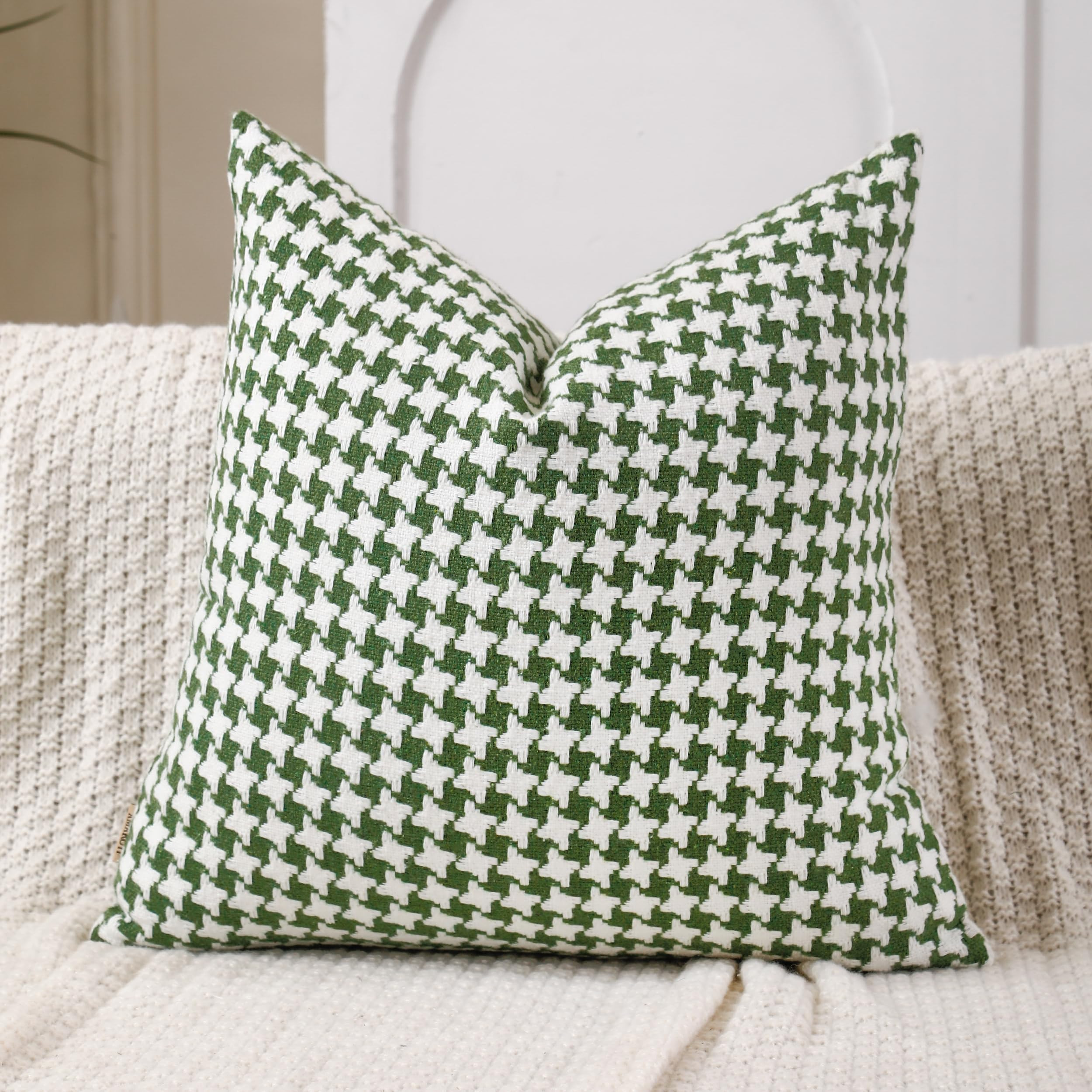 Jacquard Textured Windmill Decorative Throw Pillow Covers for Couch/Sofa/Bedroom, 2 Pack, Green | Amazon (US)