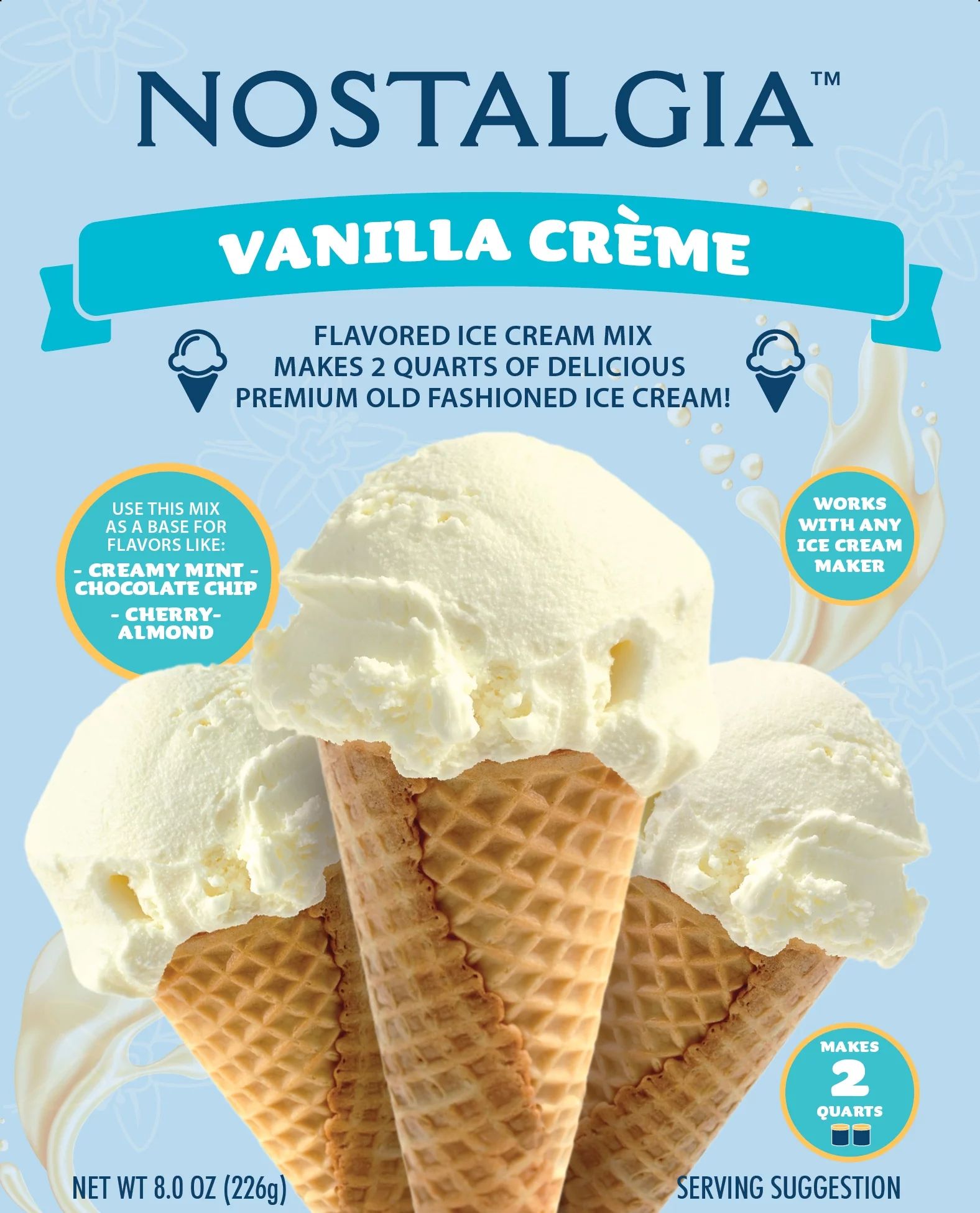 Nostalgia Premium Vanilla Crème Ice Cream Mix, 8 oz | Walmart (US)