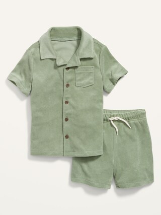 Short-Sleeve Loop-Terry Shirt and Shorts Set for Toddler Boys | Old Navy (US)