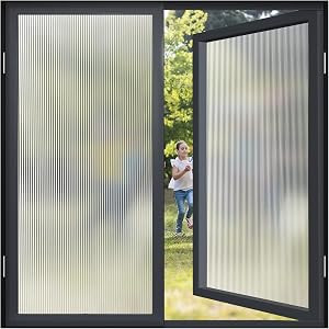 Window Privacy Film Frosted Glass Window Clings Reeded Decorative Static Clings Non-Adhesive Chri... | Amazon (US)