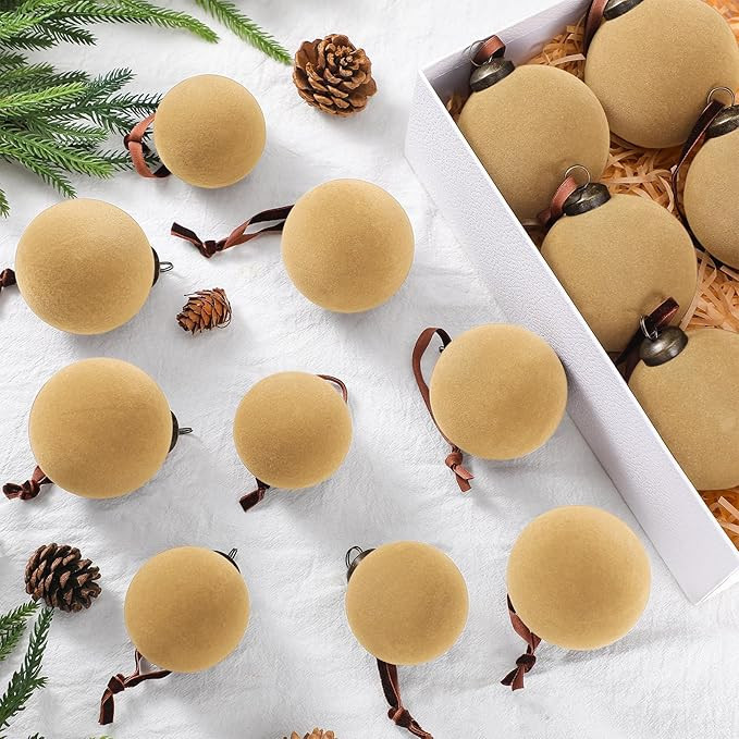 18 Pcs Velvet Christmas Balls Bulk 3.15, 2.76, 2.36 Inch, Flocked Xmas Tree Ball Ornaments Plasti... | Amazon (US)