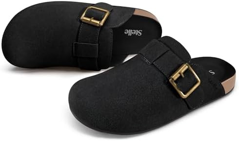 Stelle Suede Clogs for Women Men Potato Shoes with Arch Support Leather Cork Footbed Mules Slip o... | Amazon (US)