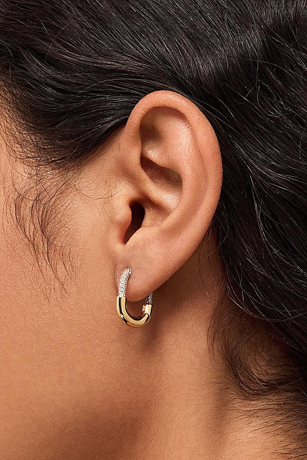 Ana Luisa Brynley Mini Micropave Gold Hoops in Two/Tone, Women's at Urban Outfitters | Urban Outfitters (US and RoW)
