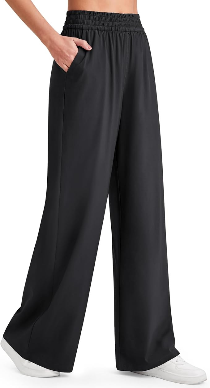 G4Free Lightweight Summer Pants for Women Flowy Wide Leg Pants Elastic Waist Quick Dry Trouser | Amazon (US)